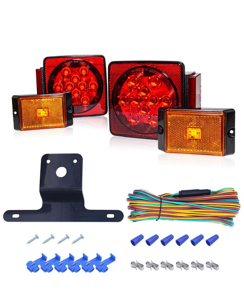 MAXXHAUL 70205 Trailer Light Kit - 12V All LED, Left and Right Waterproof Submersible for Trailers, Boat Trailer Truck Marine Camper RV Snowmobile, Red - Image 1